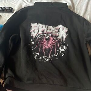 Black Jacket with Pink Spider Graphic